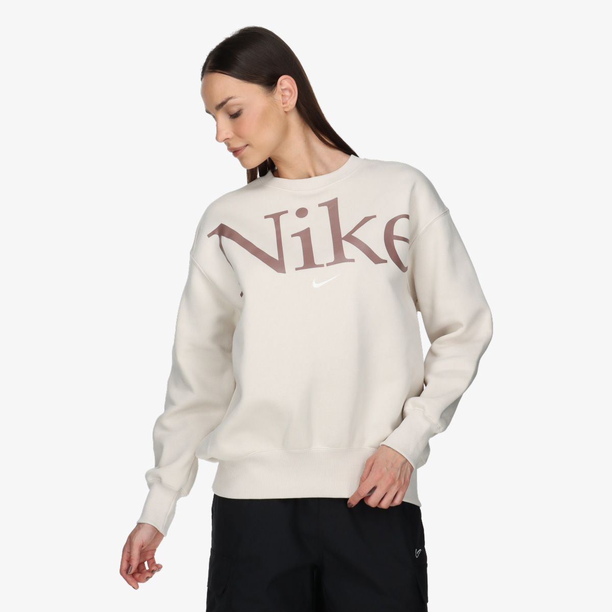 NIKE Tricouri maneca lunga W NSW PHNX FLC OS LOGO CREW