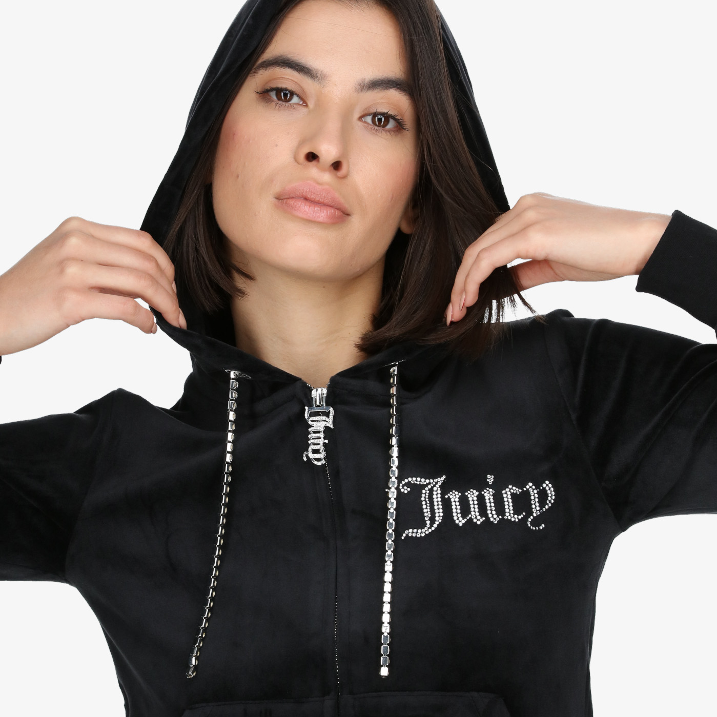 JUICY COUTURE Hanorace WOMENS BLACK VELOUR TRACK TOP 