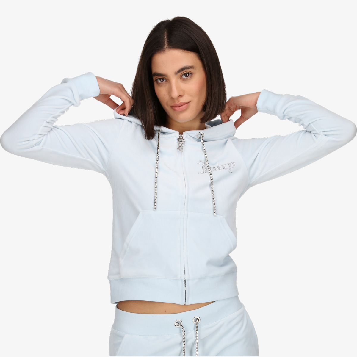 JUICY COUTURE Hanorace WOMENS BLACK VELOUR TRACK TOP 