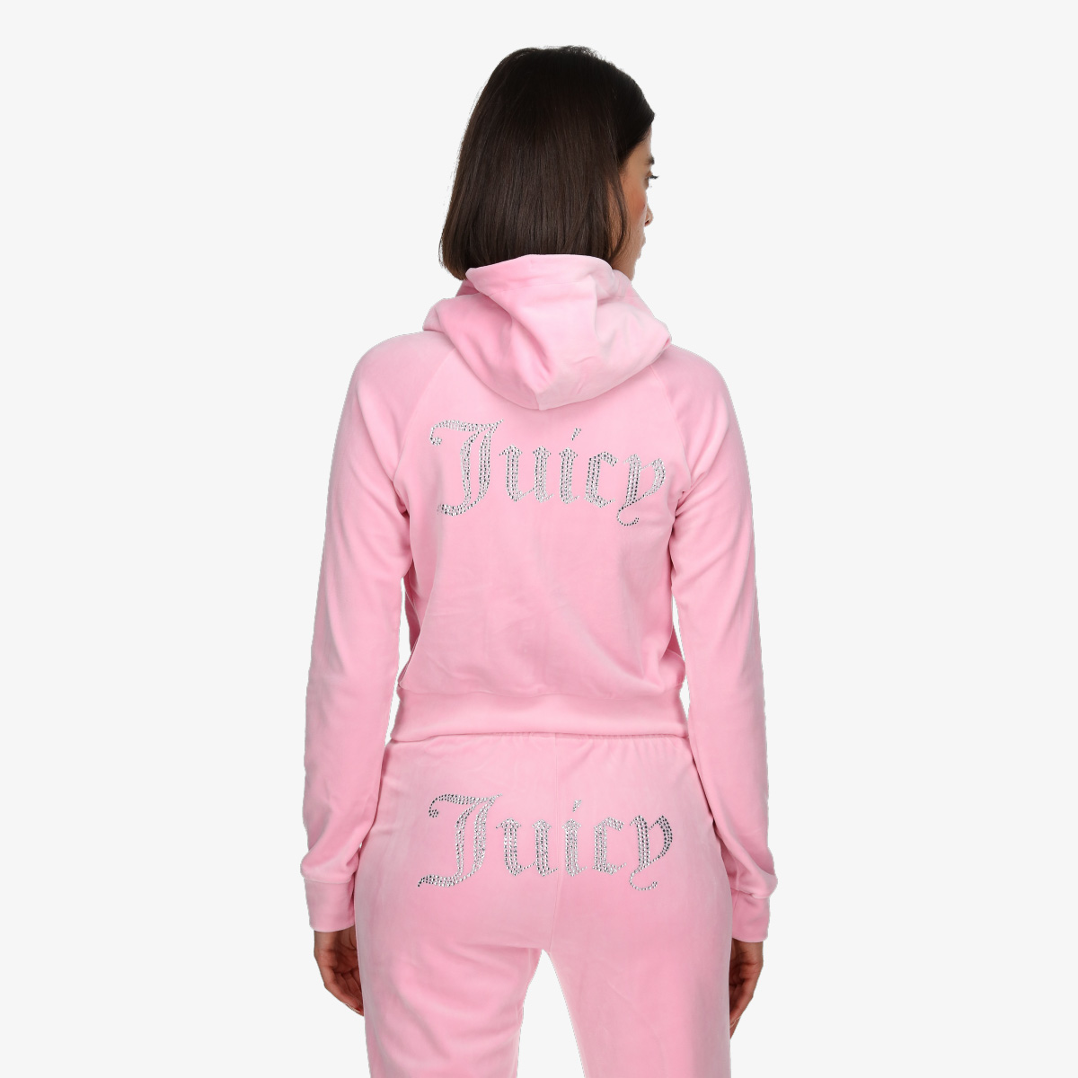 JUICY COUTURE Hanorace BLACK DIAMANTE VELOUR ZIP-THROUGH HOODIE 