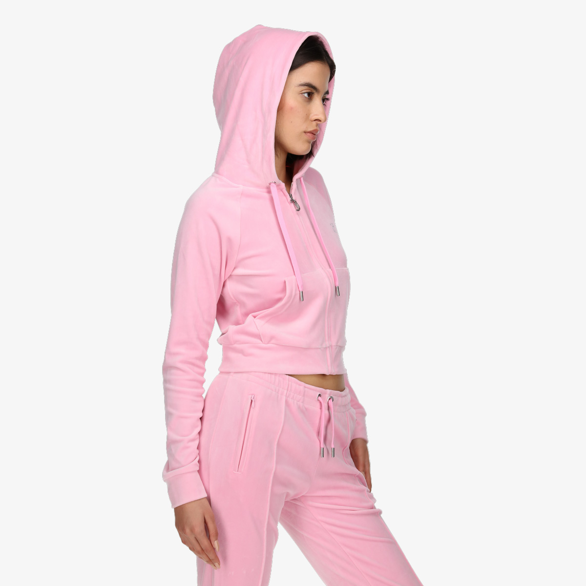 JUICY COUTURE Hanorace BLACK DIAMANTE VELOUR ZIP-THROUGH HOODIE 