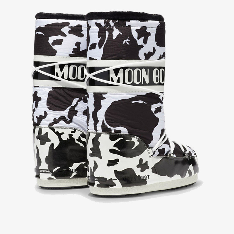 MOON BOOT Ghete MOON BOOT CLASSIC COW PRINTED BLACK/WHIT 