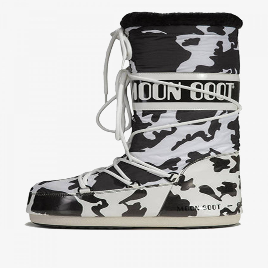 MOON BOOT Ghete MOON BOOT CLASSIC COW PRINTED BLACK/WHIT 