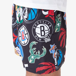 NEW ERA Pantaloni scurti NBA AOP SHORT SHORT NBAALL  BLKXMT 