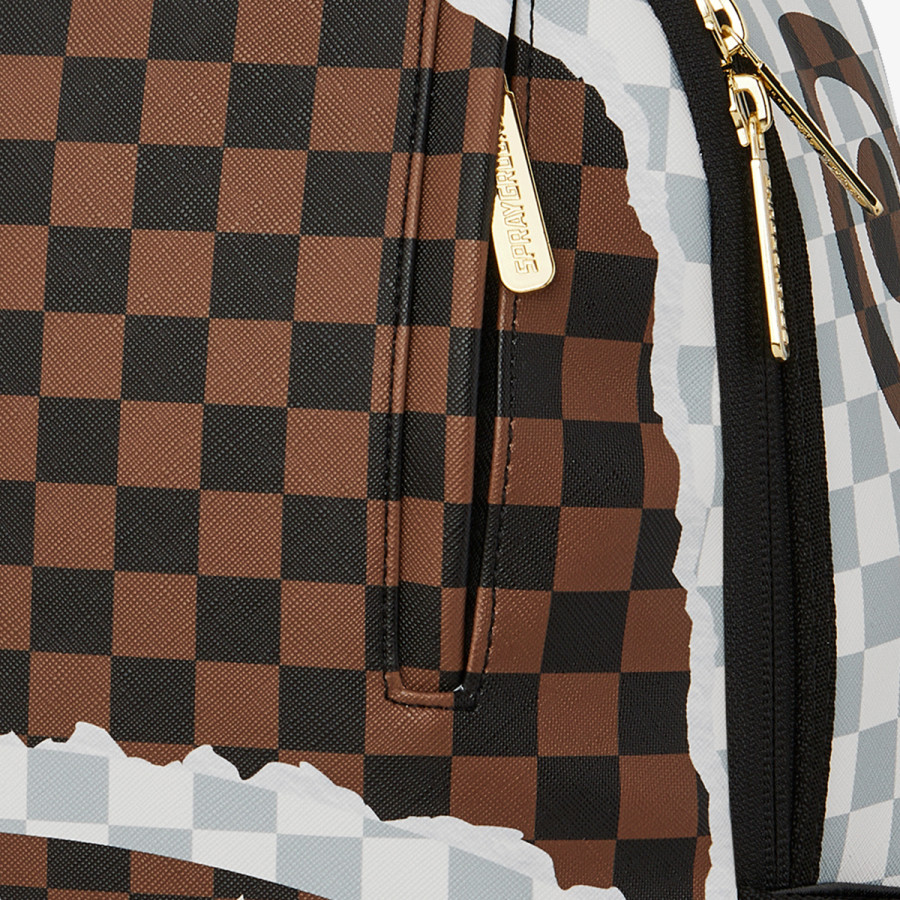 SPRAYGROUND Rucsacuri CREAM AND BROWN TEAR CHECK BACKPACK 
