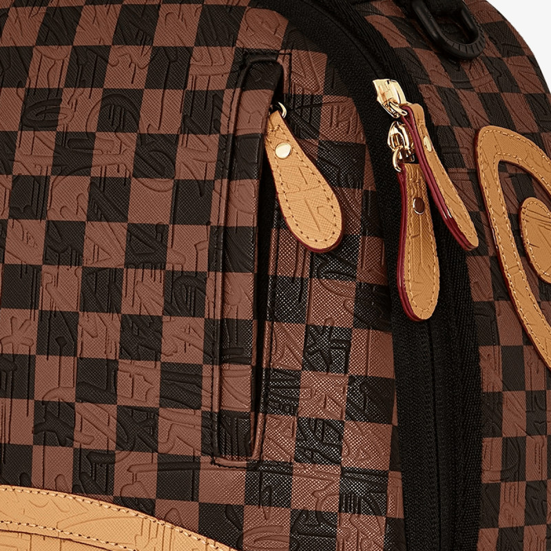 SPRAYGROUND Rucsacuri EMBOSSED CHECK BROWN BACKPACK 