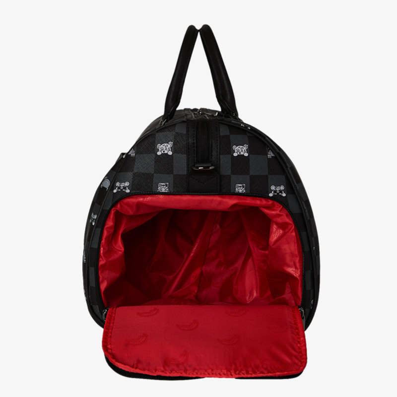 SPRAYGROUND Rucsacuri GRAY PEEKING CHARACTER CHECK DUFFLE 