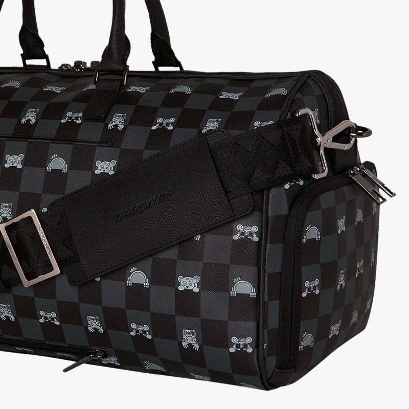 SPRAYGROUND Rucsacuri GRAY PEEKING CHARACTER CHECK DUFFLE 