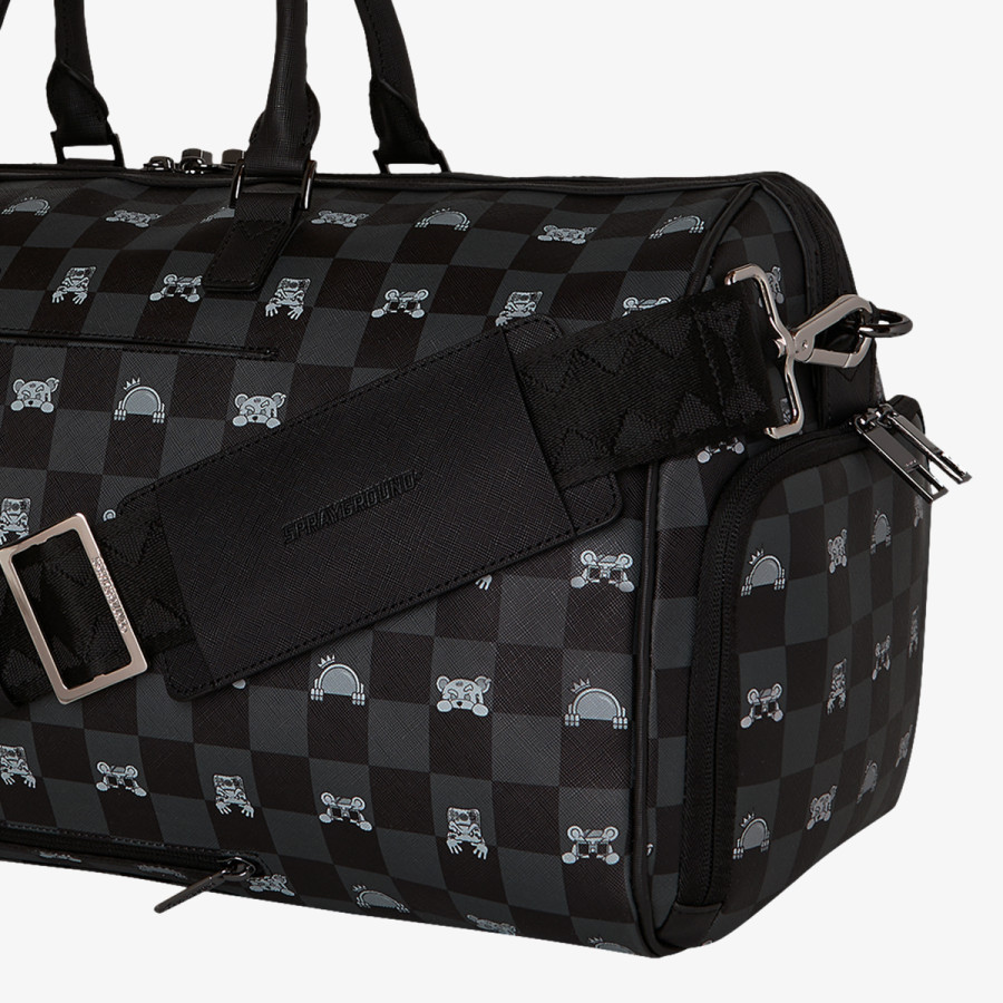 SPRAYGROUND Rucsacuri GRAY PEEKING CHARACTER CHECK DUFFLE 