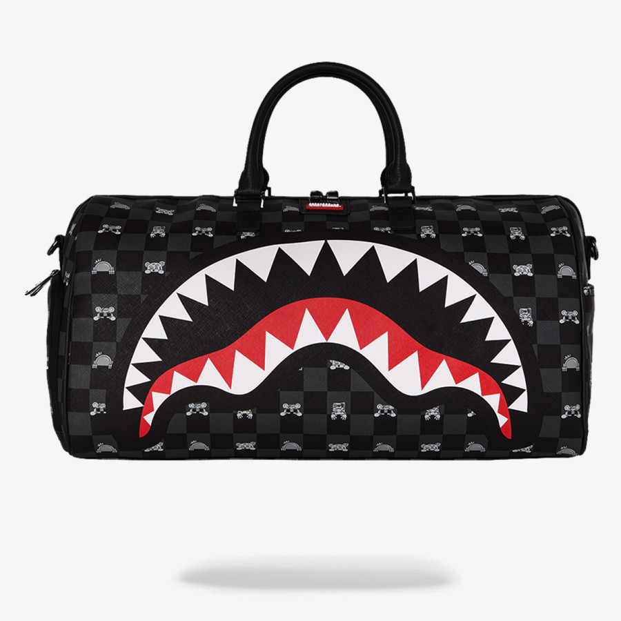 SPRAYGROUND Rucsacuri GRAY PEEKING CHARACTER CHECK DUFFLE 