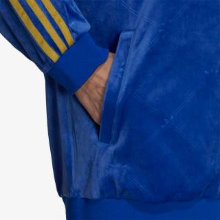 ADIDAS Hanorace TRACK JACKET IN VELVET WITH EMBOSSED ADIDAS ORIGINALS MONOGRAM AND GOLD STRIPES<br /> 