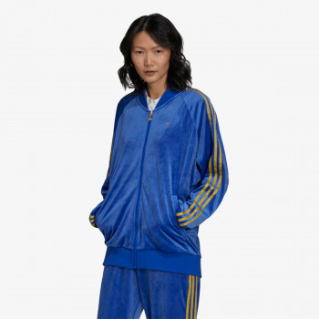 ADIDAS Hanorace TRACK JACKET IN VELVET WITH EMBOSSED ADIDAS ORIGINALS MONOGRAM AND GOLD STRIPES 