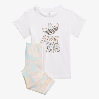 ADIDAS Treninguri MARBLE PRINT TEE DRESS AND TIGHTS 