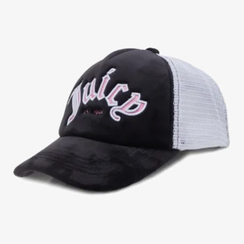 JUICY COUTURE Sapca BUZENVAL RAISED EMBROIDERY VELOUR TRUCKER HAT 