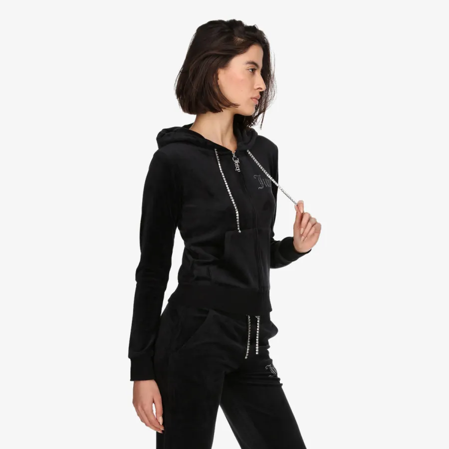 JUICY COUTURE Hanorace WOMENS BLACK VELOUR TRACK TOP 