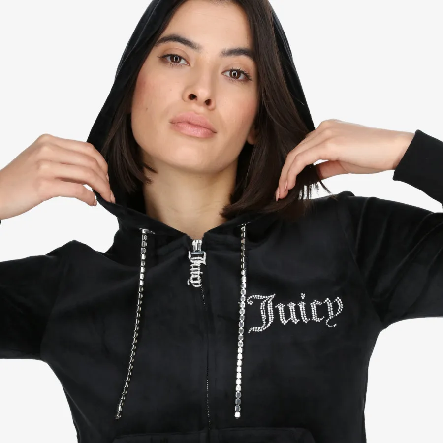 JUICY COUTURE Hanorace WOMENS BLACK VELOUR TRACK TOP 