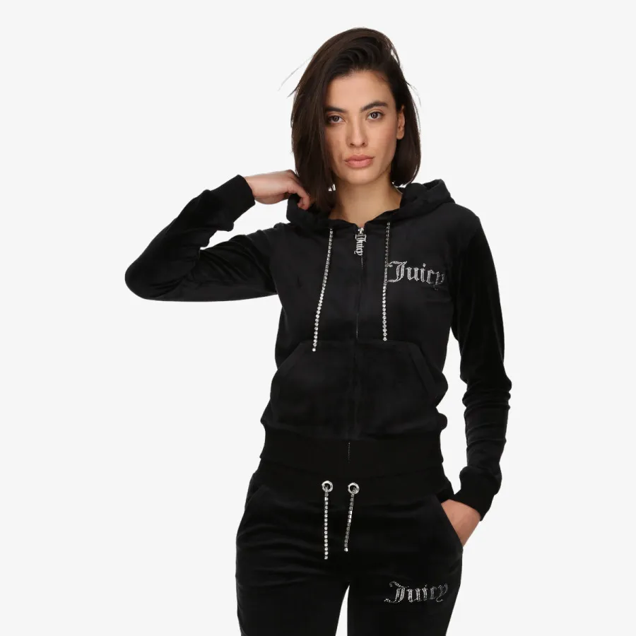 JUICY COUTURE Hanorace WOMENS BLACK VELOUR TRACK TOP 
