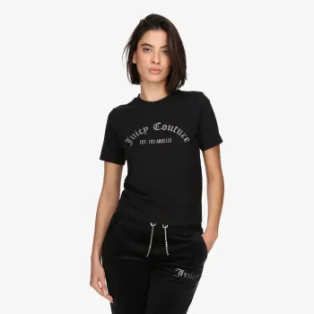 JUICY COUTURE Tricouri BLACK ARCHED DIAMANTE GIRLFRIEND TEE 