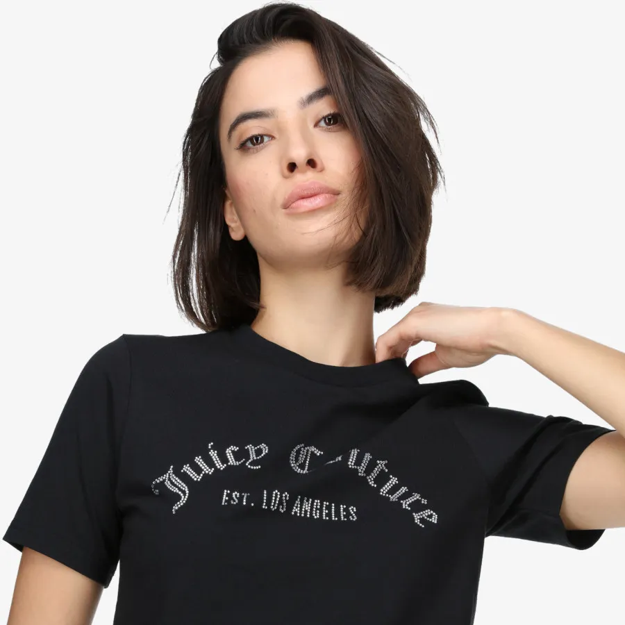 JUICY COUTURE Tricouri BLACK ARCHED DIAMANTE GIRLFRIEND TEE 