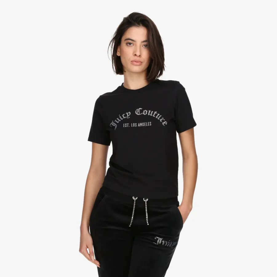 JUICY COUTURE Tricouri BLACK ARCHED DIAMANTE GIRLFRIEND TEE 