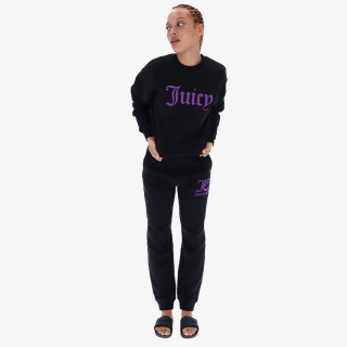 JUICY COUTURE Hanorace BLACK FLOCKED CREW NECK SWEATSHIRT<br /><br /> 