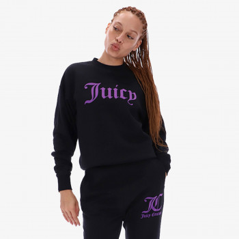 JUICY COUTURE Hanorace BLACK FLOCKED CREW NECK SWEATSHIRT 