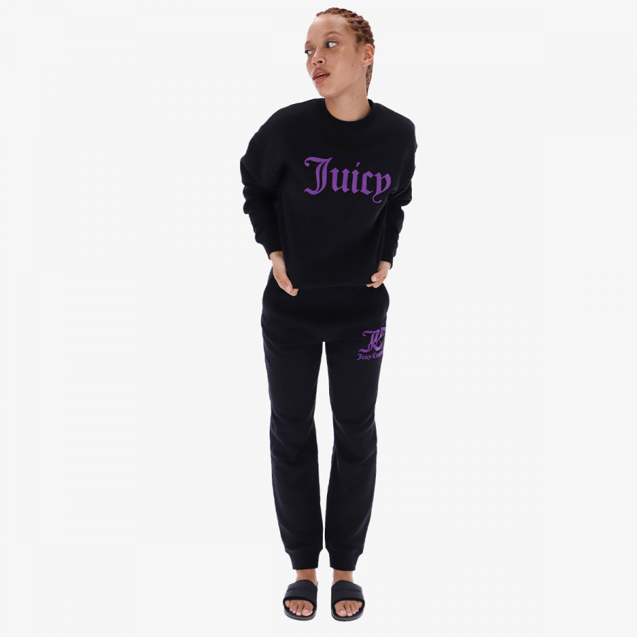 JUICY COUTURE Hanorace BLACK FLOCKED CREW NECK SWEATSHIRT<br /><br /> 