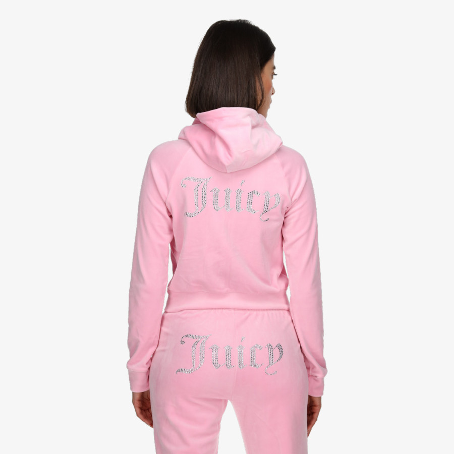 JUICY COUTURE Hanorace BLACK DIAMANTE VELOUR ZIP-THROUGH HOODIE 