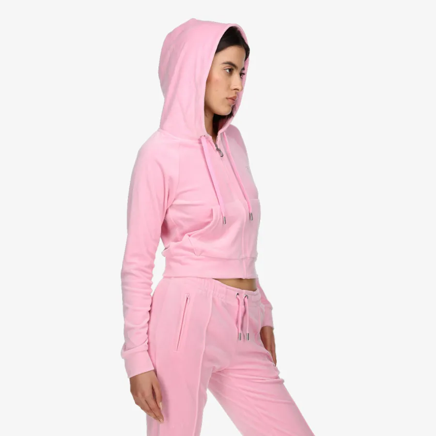 JUICY COUTURE Hanorace BLACK DIAMANTE VELOUR ZIP-THROUGH HOODIE 