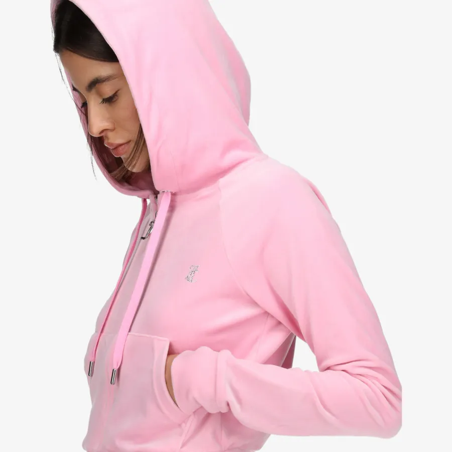 JUICY COUTURE Hanorace BLACK DIAMANTE VELOUR ZIP-THROUGH HOODIE 