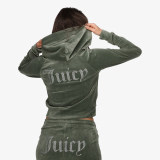 JUICY COUTURE Hanorace BLACK DIAMANTE VELOUR ZIP-THROUGH HOODIE 