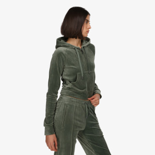 JUICY COUTURE Hanorace BLACK DIAMANTE VELOUR ZIP-THROUGH HOODIE 