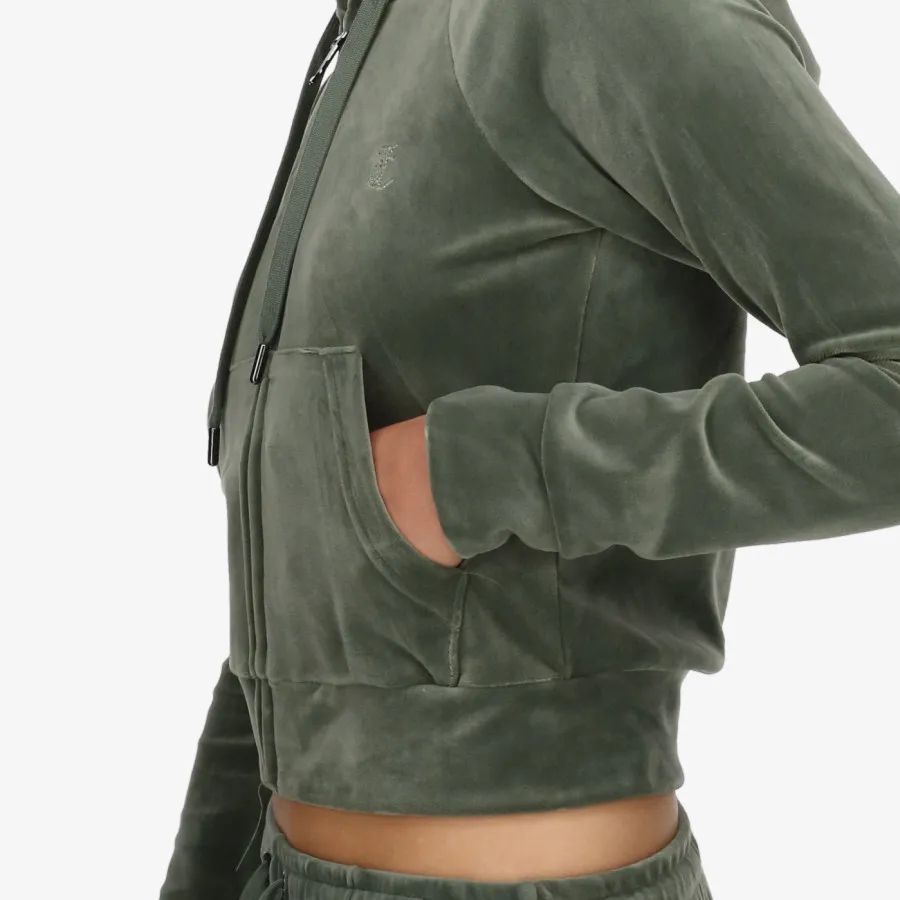 JUICY COUTURE Hanorace BLACK DIAMANTE VELOUR ZIP-THROUGH HOODIE 