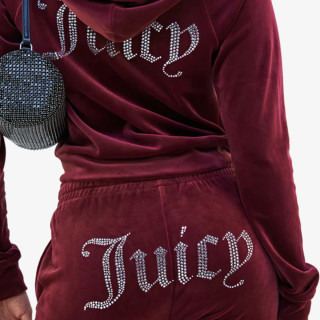 JUICY COUTURE Hanorace BLACK DIAMANTE VELOUR ZIP-THROUGH HOODIE 