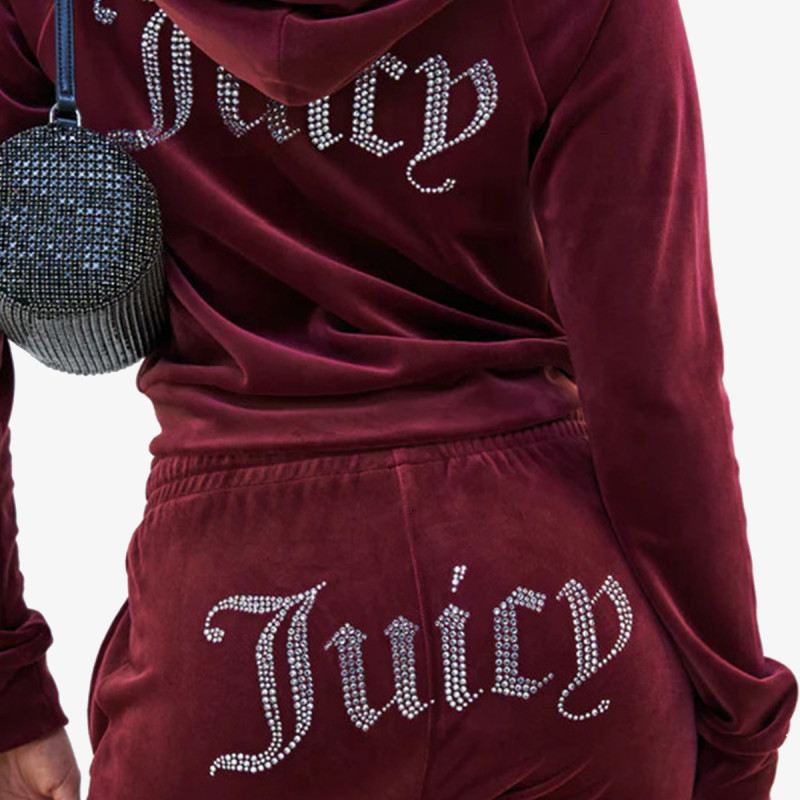 JUICY COUTURE Hanorace BLACK DIAMANTE VELOUR ZIP-THROUGH HOODIE 