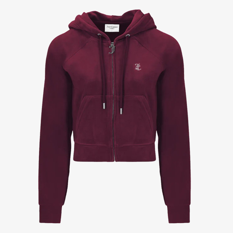 JUICY COUTURE Hanorace BLACK DIAMANTE VELOUR ZIP-THROUGH HOODIE 