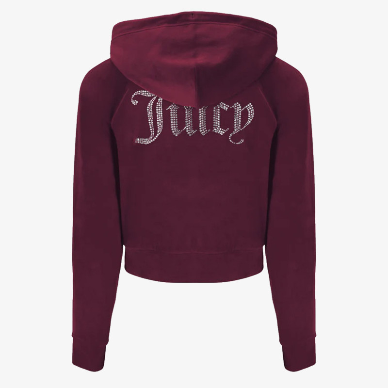 JUICY COUTURE Hanorace BLACK DIAMANTE VELOUR ZIP-THROUGH HOODIE 