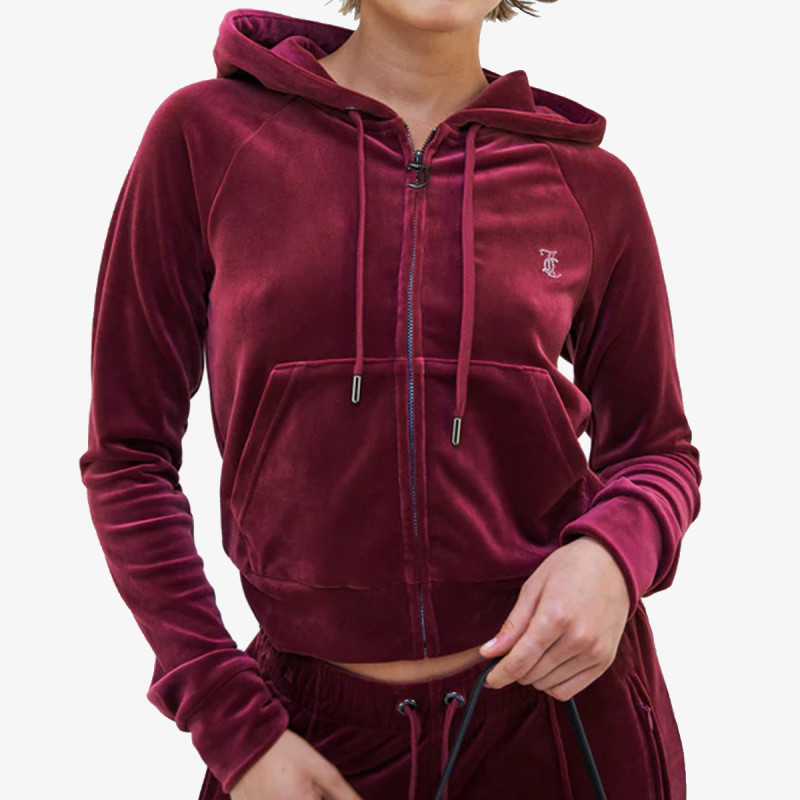 JUICY COUTURE Hanorace BLACK DIAMANTE VELOUR ZIP-THROUGH HOODIE 