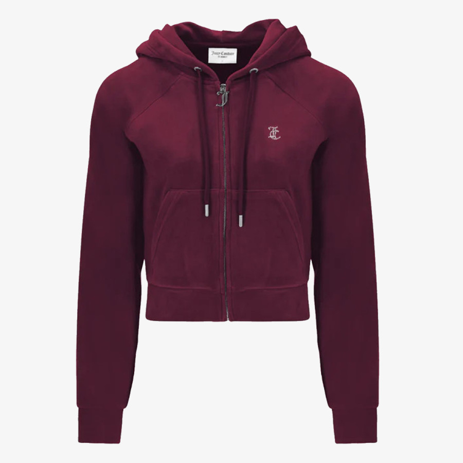 JUICY COUTURE Hanorace BLACK DIAMANTE VELOUR ZIP-THROUGH HOODIE 
