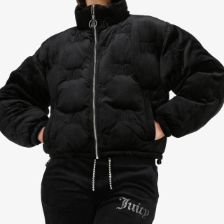 JUICY COUTURE Jachete BLACK MONOGRAM QUILTED VELOUR PUFFER 