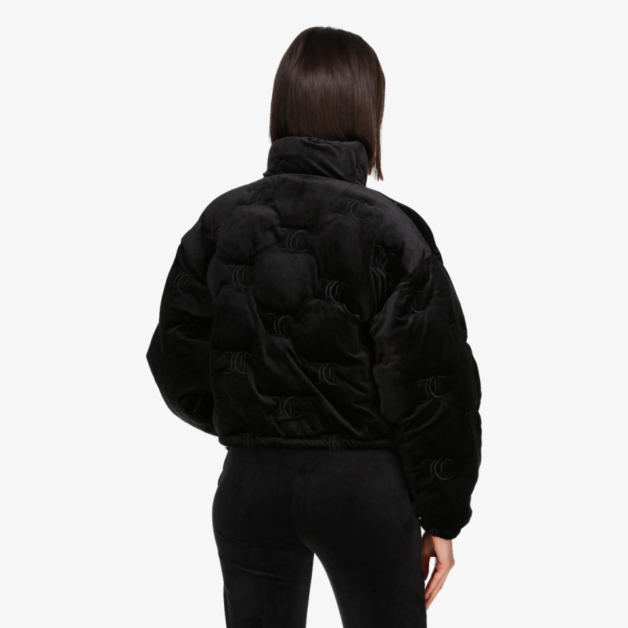 JUICY COUTURE Jachete BLACK MONOGRAM QUILTED VELOUR PUFFER 