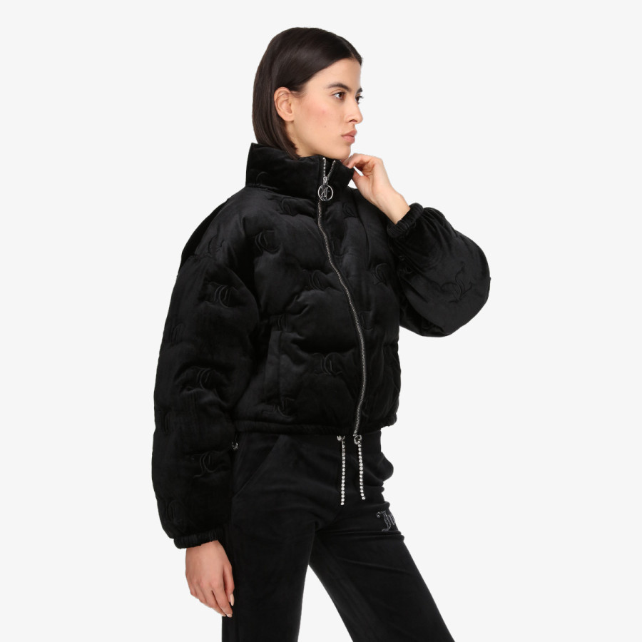 JUICY COUTURE Jachete BLACK MONOGRAM QUILTED VELOUR PUFFER 