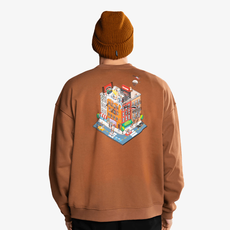 SPRAYGROUND Hanorace BLOCK PARTY CREWNECK BROWN