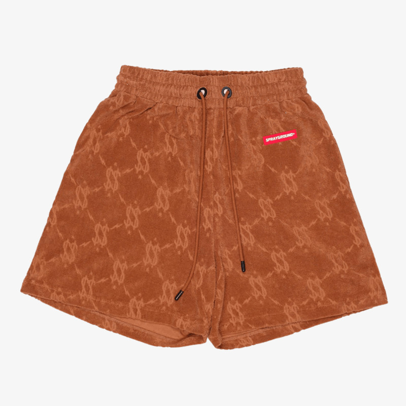 SPRAYGROUND Pantaloni scurti ALL THE MONEY SHORTS BROWN 