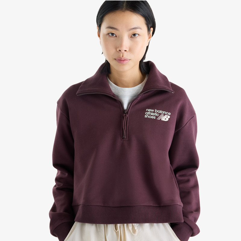NEW BALANCE Hanorace Athletics Premium Logo Oversized Half Zi 