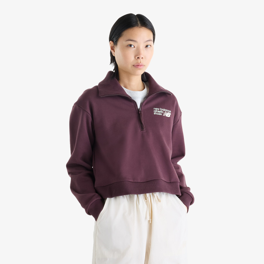 NEW BALANCE Hanorace Athletics Premium Logo Oversized Half Zi 